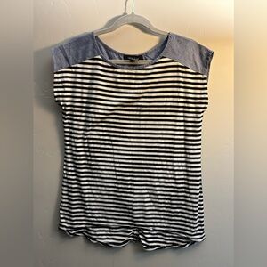 Adele & May Casual Striped Top – Women’s Small (Denim + Black & White)